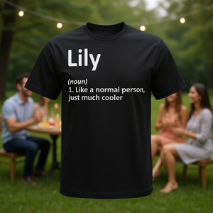 T-shirt personnalisé LILY avec nom et date de naissance – Idée cadeau promotionnel personnalisable pour occasions spéciales - Product Image 3
