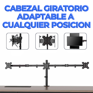 Soporte para tres monitores para pantallas de 32 pulgadas, ergonomía mejorada, espacio de trabajo organizado - Product Image 5