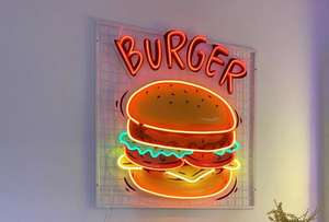 Papel pintado personalizado LED neón <span class=keywords><strong>negocios</strong></span> comida rápida hamburguesa decoración de pared acrílica para edificios bodas publicidad de Control remoto - Product Image 4