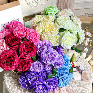 Bouquet de 7 têtes de roses lychee artificielles en soie pour décoration de mariage, fleurs artificielles pour la maison, arrangement floral en plastique - Product Image 1