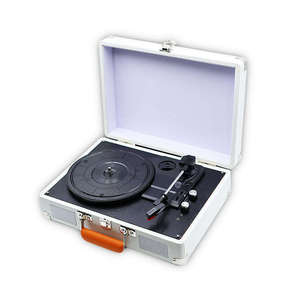 Tocadiscos Portátil Blanco de Vinilo con Maletín, 3 Velocidades, Bluetooth y Altavoces Estéreo, Directo de Fábrica, para Viajes y Decoración del Hogar - Product Image 1