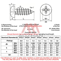 Vis autotaraudeuses à tête cylindrique Phillips GB845, en acier inoxydable 304, pour tôles, ST/M2.2-M5.5, marque AOZHAN, grade A2