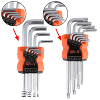 Set Kunci Hex Bentuk L Baja CR-V, Set Kunci Allen Kombinasi & Set Mata Obeng Torx Star