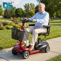 Scooter électrique pliable à 4 roues certifié CE pour personnes âgées, capacité de charge 150 kg, 250 W*2 moteur double, siège rotatif et réglable