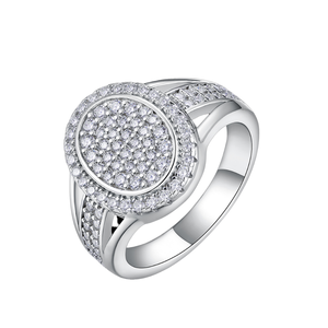 Bague Moissanite Glacée en Argent S925 Plaqué Platine, Sertissage Pavé, Bijoux Hip Hop Chrétien, Style Streetwear pour Rappeurs, Modèle R15355 - Product Image 1