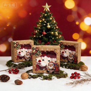 Boîte cadeau vide en papier kraft pour les fêtes de Noël avec fenêtre transparente pour l'emballage de friandises faites maison - Product Image 4