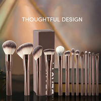 Ensemble de 13 pinceaux de maquillage en poils synthétiques avec manche en aluminium, pinceau plat et outils pour le correcteur, pochette en PU pour le maquillage quotidien du visage