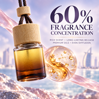 Diffuseur de parfum liquide personnalisé pour voiture, flacon en verre ambré suspendu avec bouchon en bois, 60% d'huile parfumée, OEM ODM, marque privée