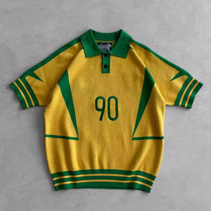 Produttore di T-shirt <span class=keywords><strong>Polo</strong></span> da Uomo Personalizzata in 100% Cotone <span class=keywords><strong>Jacquard</strong></span> Lavorato a Maglia, Stile Vintage, 300G, Manica Corta Casual - Product Image 1