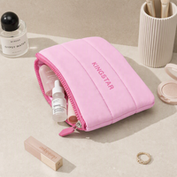 Sac de rangement cosmétique Fluffy Girl personnalisable, pochette de beauté en néoprène avec fermeture éclair, sac de maquillage de voyage imperméable et moelleux, logo personnalisé