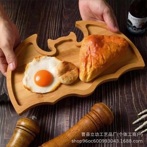 Bamboo Bat Shaped <b>Tray</b> Creative Halloween Dessert Plate For Children Party Serving - Product Image 3