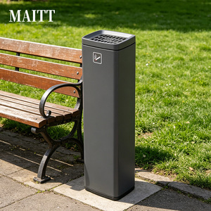 Stainless steel standing elevator trash cans in the hotel lobby, ashtrays in commercial use, and cigarette extinguishing - Product Image 3