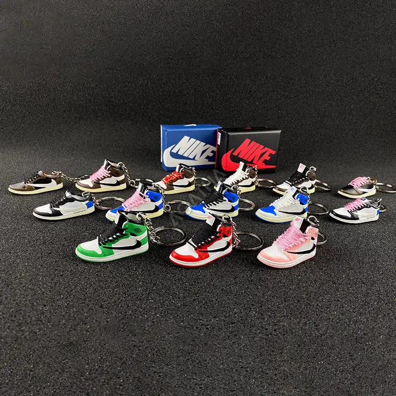 2022 new basketball retro travis scott pairs with box bundle mini shoe 1 wholesale 3d sneaker air jordan keychain