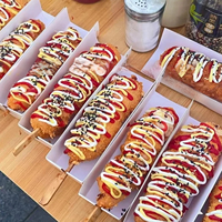 Barquette à hot-dogs personnalisée OEM en carton, boîte de transport alimentaire pour corn-dogs coréens, emballage alimentaire à emporter