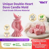 Moule à bougie en silicone Silhouette de couple romantique et colombe de la paix pour les cadeaux de mariage et la décoration intérieure, artisanat d'aromathérapie