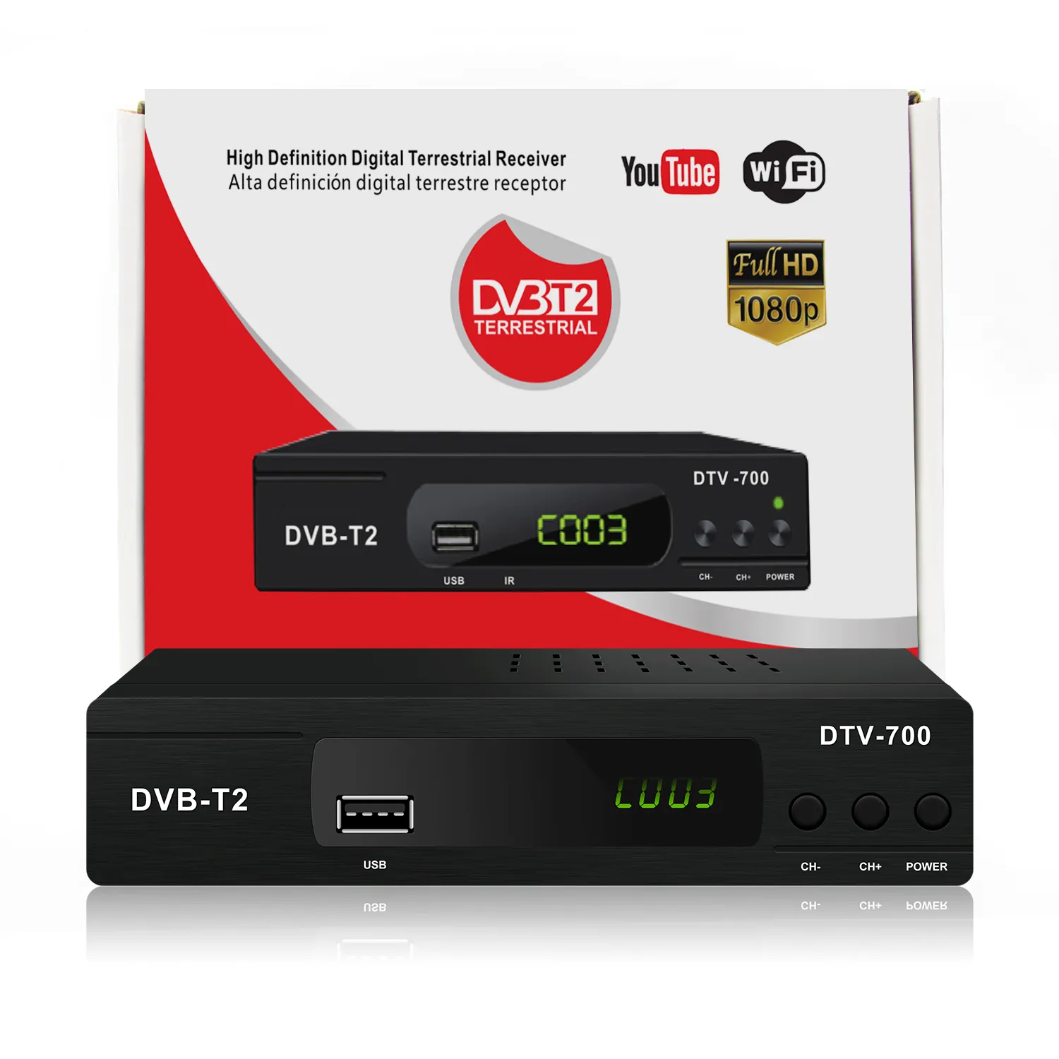 JUNUO STB Fabrik HD H.264 DVB T2 Decoder TV Set Top Box Unterstützung DVB-T2 Receiver