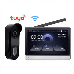 Sonnette vidéo intelligente Wi-Fi 7 pouces Tuya 1080P sans fil sur batterie, système d'<span class=keywords><strong>interphone</strong></span> de sécurité domestique IP65 avec détection de mouvement PIR et stockage max. 128 Go - Product Image 1
