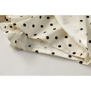 Vestido de talla grande con lunares blancos, falda estilo dulce chica, falda pantalón corta de poliéster sin planchar, línea A, que favorece la figura, para mujer, verano 2026 - Product Image 5