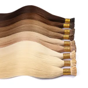 Venta caliente Keratin Pre Bonded Remy Hair FREE Mongolian Double Drawn Blanqueamiento Extensión del cabello I-tip Hair