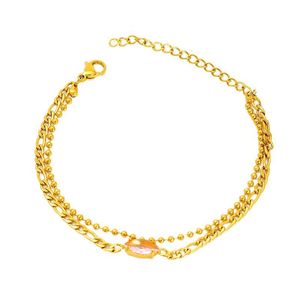Zogxin Gold Plated Double Layer Chain <b>Bracelet</b> With Zircon Stone For Women Everyday Wear - Product Image 5