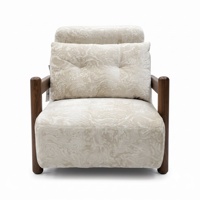 Fauteuil d'appoint individuel de style Mid-Century, fauteuil de détente avec doubles coussins, fauteuil de salon en tissu imprimé pour salon, hôtel, villa