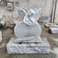 Pierre tombale Samistone Carrara en marbre blanc, ailes d'ange, pierre naturelle, sculpture à la main, extérieur, taille personnalisée, commémorative