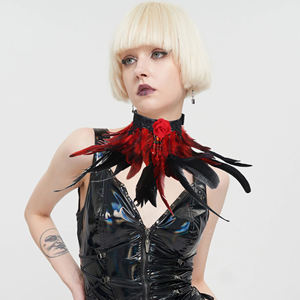 Collar <span class=keywords><strong>de</strong></span> Plumas con Rosas Rojas Góticas, Accesorio <span class=keywords><strong>de</strong></span> Disfraz para Cosplay <span class=keywords><strong>de</strong></span> Vampiro y Teatro - Product Image 3