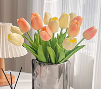 Lot de 10 mini-tulipes artificielles en PU pour décoration intérieure, accessoires de photographie de mariage, aménagement paysager, Saint-Valentin, vente en gros