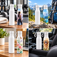 Botol Minum Tumbler 500 ml Back to School, Botol Air ramping untuk Sublimasi, Hadiah Natal, Botol Portabel Outdoor dengan Tali