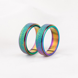 Unisex <b>Titanium</b> Steel Iridescent Rotating <b>Ring</b> XYR0071 Geometric Design Gift Jewelry - Product Image 2