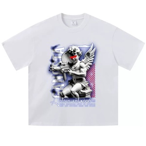 T-shirt oversize con grafica Gangsta Cherub, T-shirt streetwear Actions Not Words - Product Image 3