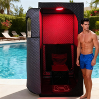 Sauna Kering Akrilik Modern untuk Rumah, Spa 1 Orang, Sauna Uap Inframerah Jauh untuk Seluruh Tubuh, Tenda Sauna Portabel
