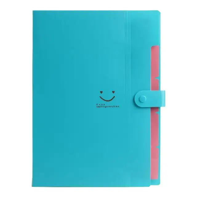 Custom Logo Plastic Document Storage Smile Poly File Folder with Handle Flap for Office School