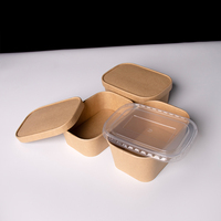 Boîte alimentaire rectangulaire en papier kraft avec logo personnalisé, jetable, pour plats à emporter, avec couvercle, vente en gros OEM, boîte écologique biodégradable