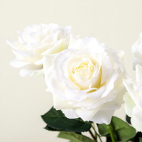 Rose artificielle à tige unique, style nordique, toucher velours, faite à la main, pour décoration intérieure et centres de table de mariage