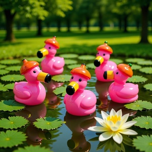 Ornements de paysage miniatures, jolies créations en résine en forme de flamant <span class=keywords><strong>rose</strong></span> avec chapeau de citrouille, accessoires décoratifs pour <span class=keywords><strong>le</strong></span> jardinage et l'aménagement paysager DIY - Product Image 2