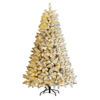 Décorations de Noël transfrontalières : Ornements de sapin de Noël en PVC floqués et illuminés, effet neige, fabriqués directement en usine