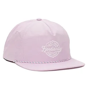 Chapeaux à rabat personnalisés avec logo brodé à 5 panneaux, casquettes en nylon violet non structuré