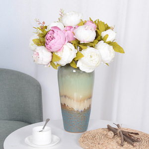Ramo de Flores Artificiales de Peonía Vintage Realista de 13 Cabezas, Decoración para el Hogar y Bodas, Arreglo Floral de Seda, Centro de Mesa - Product Image 6