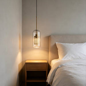 Lámpara Colgante de Cristal Estilo Retro Americano, E27, Tubo de Cristal Redondo, Lámpara Colgante de Latón para Vestíbulo de Hotel, Salón, Escalera - Product Image 2