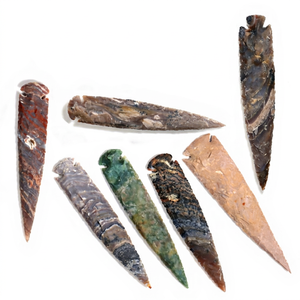 Natural Indian Agate Arrowhead 8 Inch Jasper Arrowheads Hand Knapped Big Size Point Hunting and Archery - Product Image 1