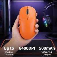 Harga Grosir Produsen OEM M348 Mouse Gaming Nirkabel Ringan (Oranye) 6400 DPI Tri-Mode Isi Ulang