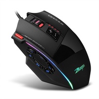 ZELOTES C13 Mouse game ergonomis dengan kabel, Mouse game berkabel 1.8 m DPI 5 kecepatan dapat disesuaikan untuk komputer dan Laptop