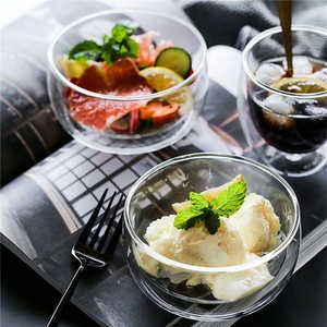 جدار مزدوج سلطانيات زجاج لفاتح الشهية بارفيه مصغرة كوب للحلوى بيتي أربعة قابلة لإعادة الاستخدام زجاج بوروسيليليك مرتفع فرن الميكروويف آمنة - Product Image 3