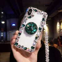 Bling Glitter Diamant Support Strass Transparent Téléphone étui pour iphone 12 13 14 15 16 Plus Pro Max Pour Samsung S 23 24 Ultra