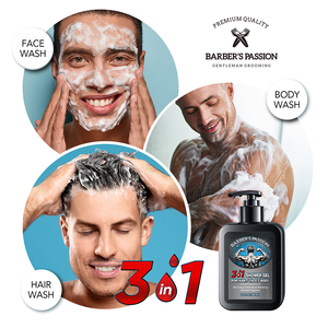 BARBER'S PASSION Gel Douche 3-en-1 pour Hommes <span class=keywords><strong>Savon</strong></span> Liquide pour le Corps Aide à Soulager les Irritations Fraîcheur Rafraîchissante - Product Image 2