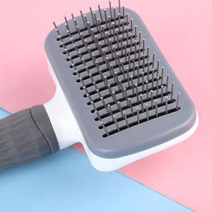 Pet Hair Removal Comb Self Cleaning <b>Dog</b> Cat Grooming Brush With One <b>Button</b> Design For Pet Care - Product Image 4