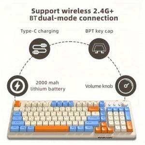 Teclado numérico EWEADN V98 PBT para Bluetooth 5,0 inalámbrico <span class=keywords><strong>RGB</strong></span> retroiluminado con sensación táctil silenciosa para oficina y juegos en escritorio - Product Image 5