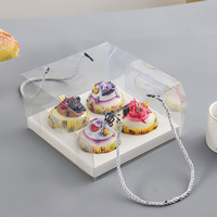 Boîte à cupcakes à 2, 3, 4, 6 ou 12 cavités avec couvercle transparent et corde portable, boîte à dessert de Noël