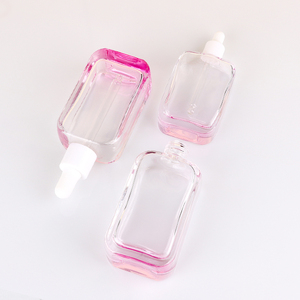 Luxury Cosmetic Packaging Thick Bottom 30ml 60ml Flat Square Purple Clear Serum <b>Bottle</b> Essential Oil Glass White <b>Dropper</b> <b>Bottle</b> - Product Image 3